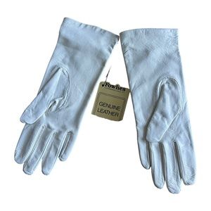 Fownes Women's Leather Gloves Antron Lined Size 6.5 White/Off White NOS